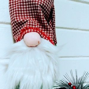 Handmade Red & white checkered Gnome